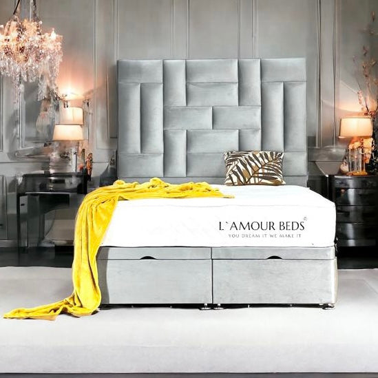 Jigsaw panels King Size Bed Frame With Storage Bed - L'amour Beds