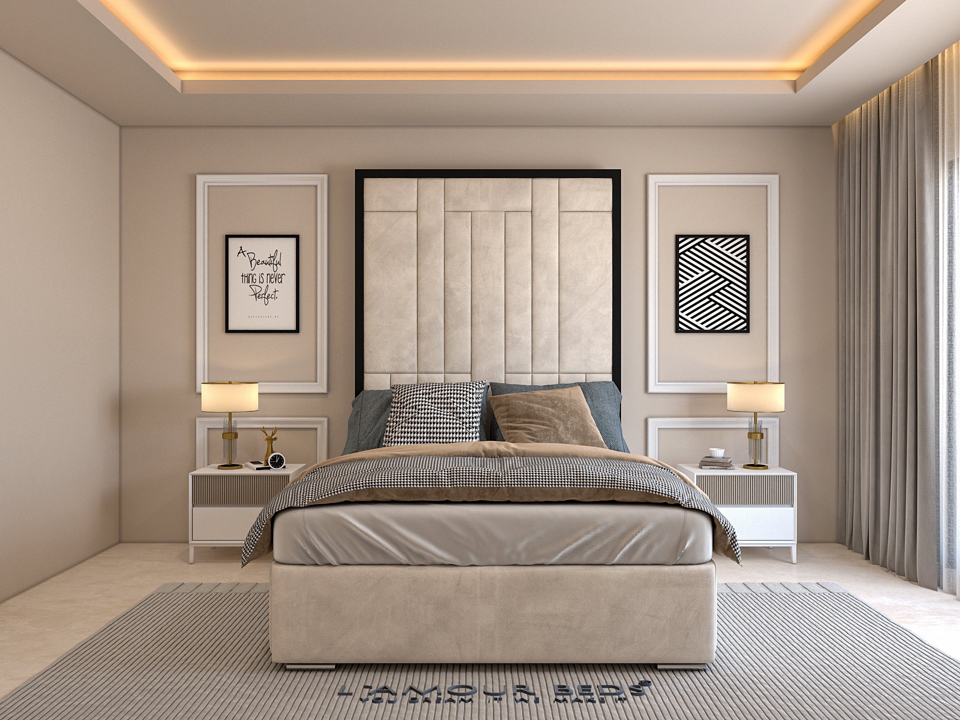 Rowen Panel Bed Frame With Black Border