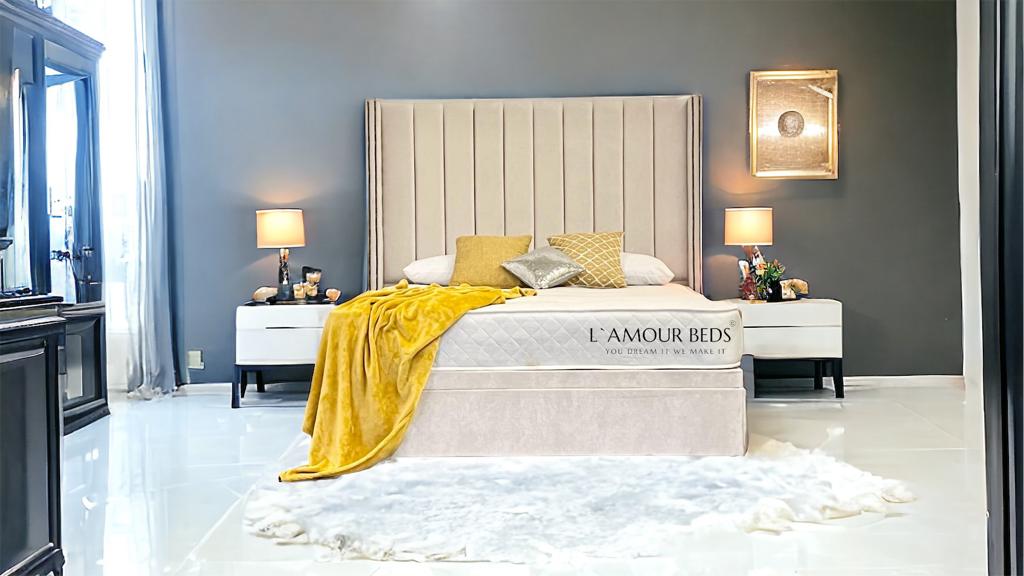 Reem wingback Velvet divan Ottoman Bed Gaslift - L`AMOUR Beds - L'amour Beds