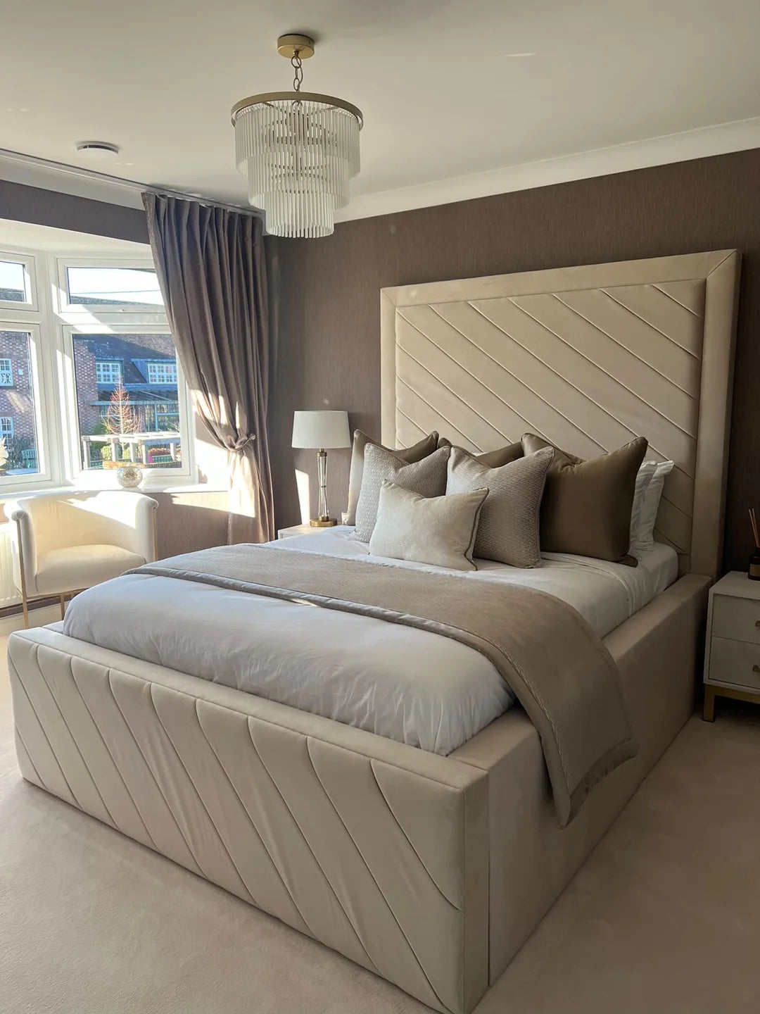 Luke Grey Ottoman Double Bed Frame 18" Side rails - L'amour Beds