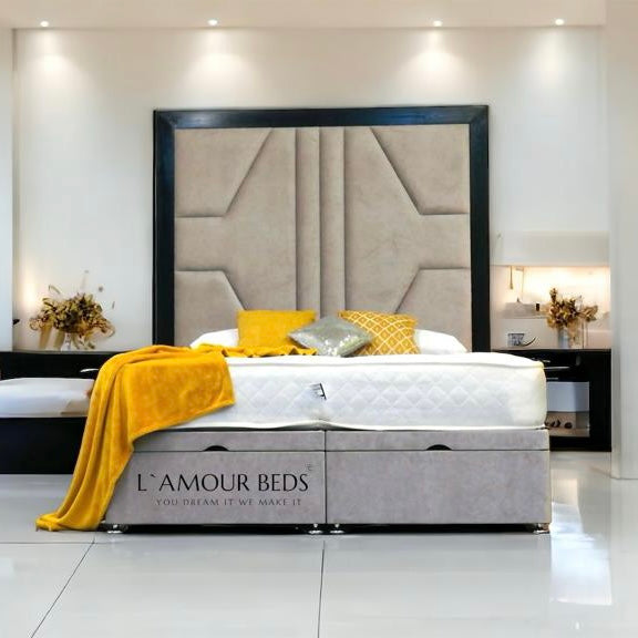 Throne Panel black border Gas Lift Ottoman Bed - L`AMOUR Beds - L'amour Beds