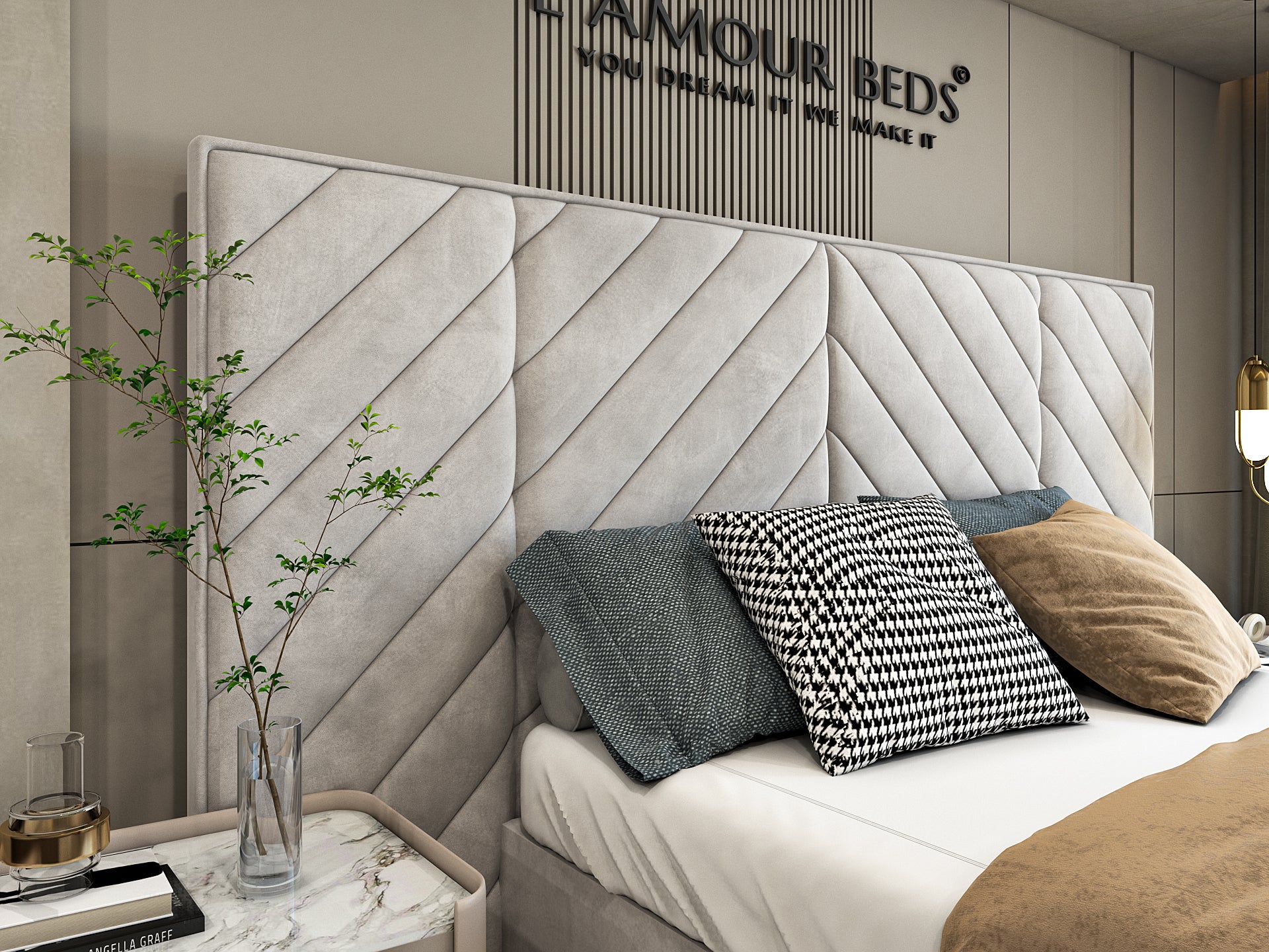 Aislyn Crest Oversized Chevron Panel Bed