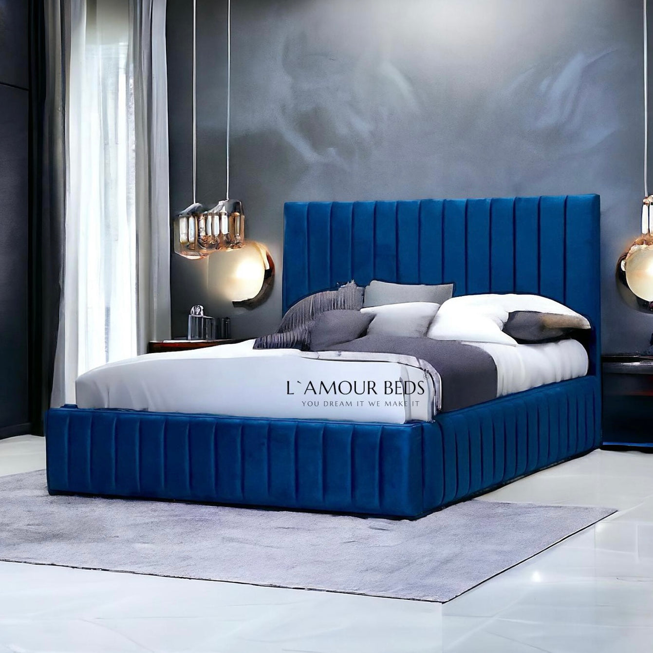 Persian panels bed frame with 3” thick side rails - L'amour Beds