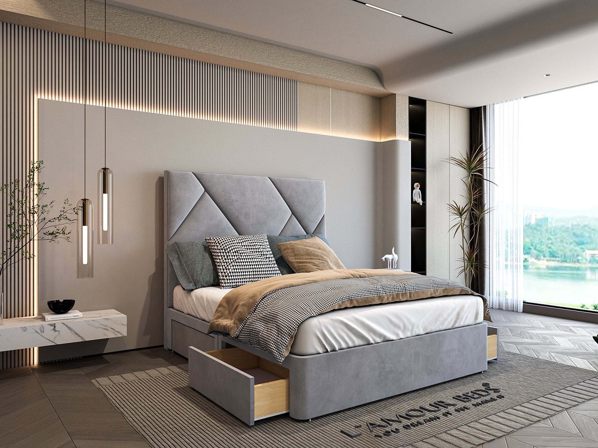 Bensu Luxury Divan Panel Bed Frame