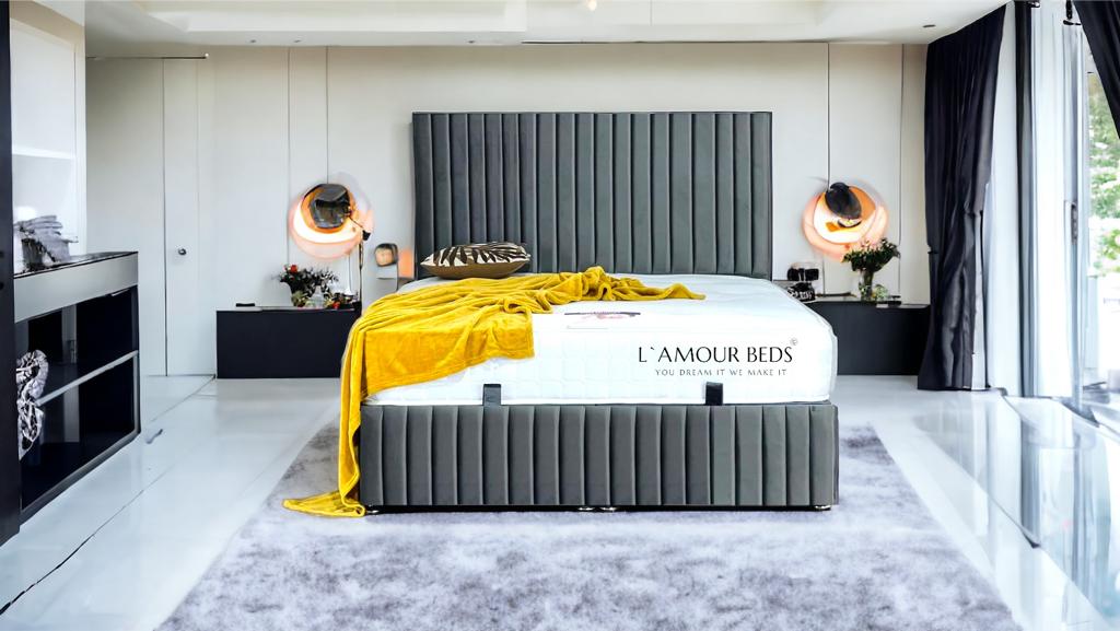 EMAAN Panel Ottoman Gas Lift Bed - L`AMOUR Beds - L'amour Beds