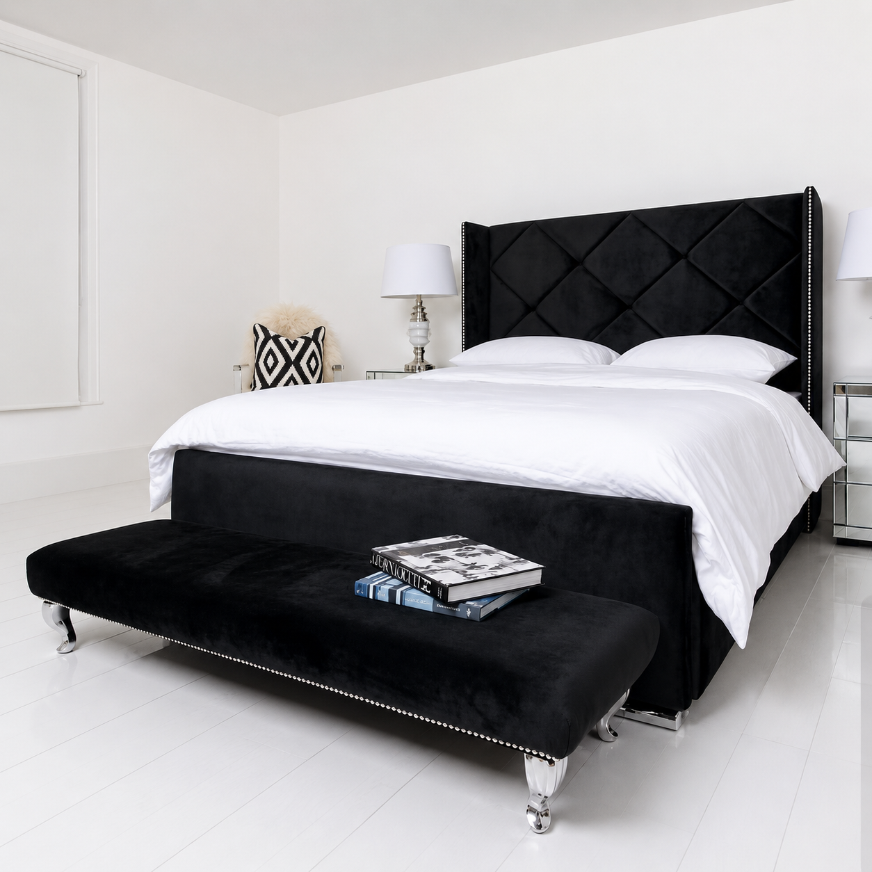 Sally Wingback Vertical Cube Bed Frame