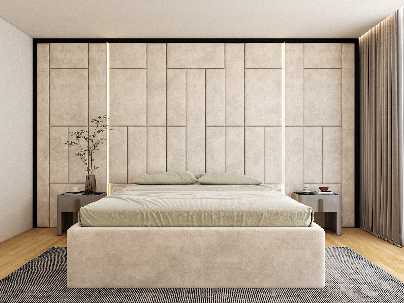 Romu Luxury Wall Panel Bed Frame