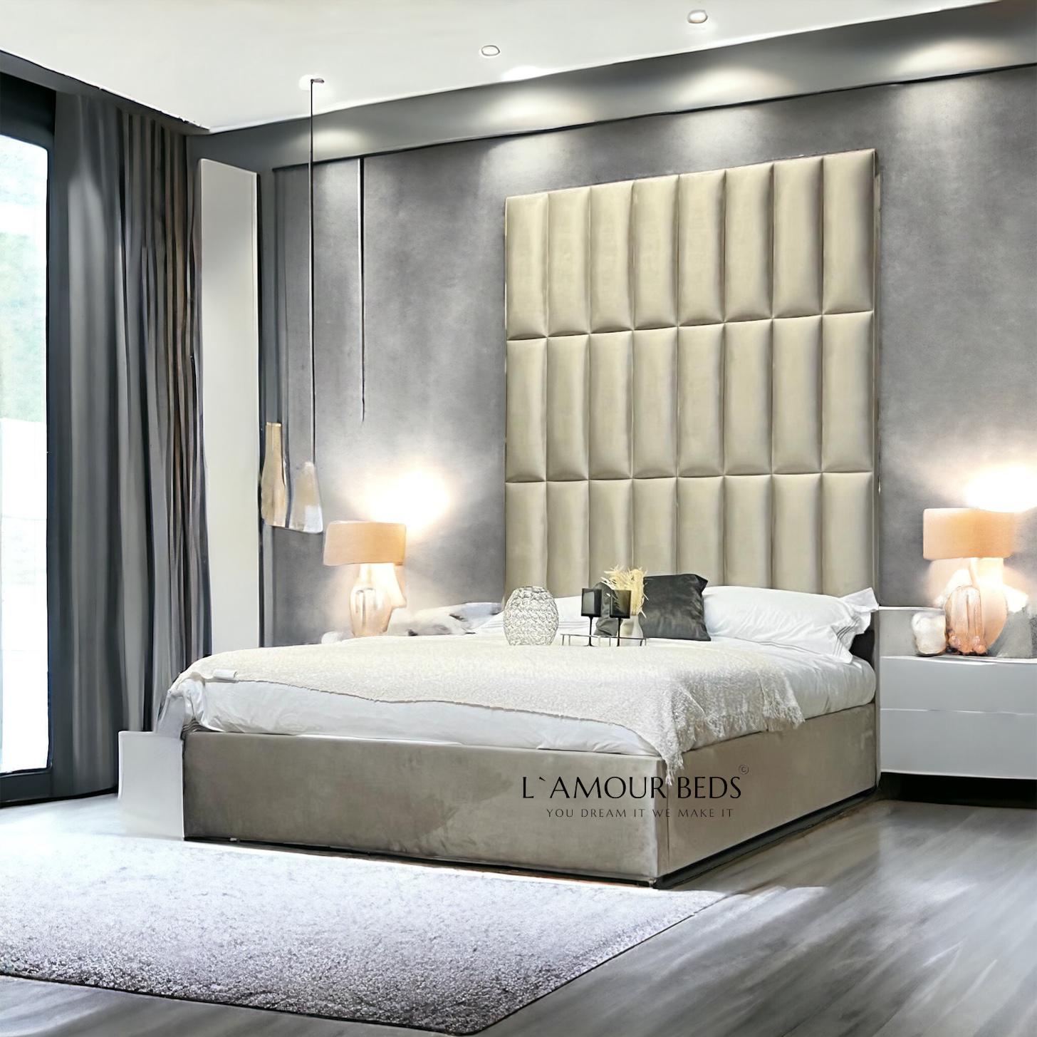 Calvin Zurich Multi Panel Tall Headboard Bed - L'amour Beds