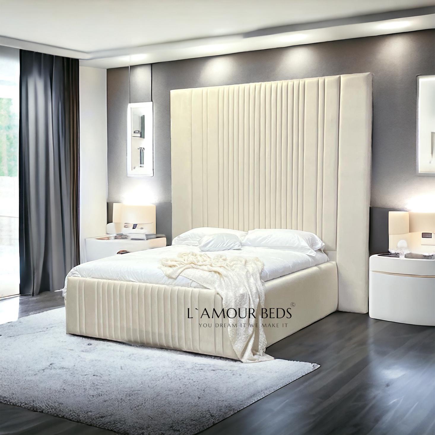 Mona Liza Multi Panel Oversize Extended Headboard Bed - L'amour Beds