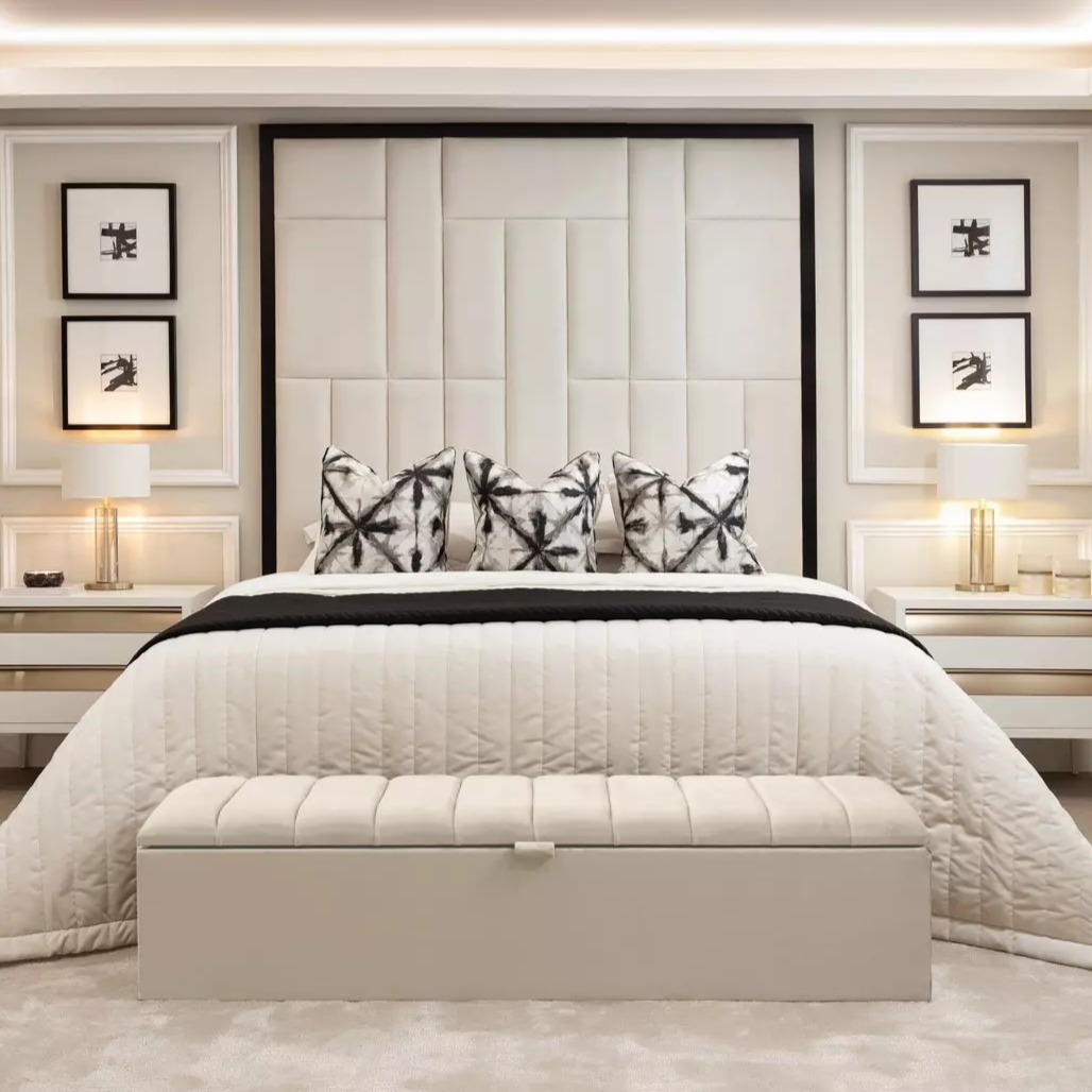 Midlands panel Bed with Black Border - L'amour Beds