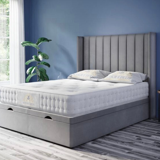 Harrogate Ottoman Gas Lift Storage Beds Single With Headboard - L'amour Beds