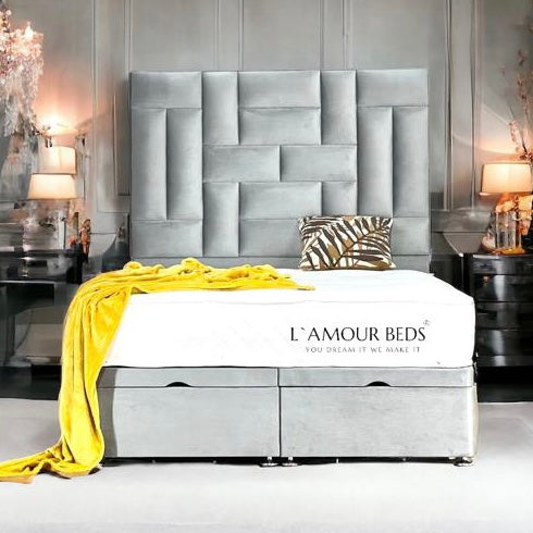 Jigsaw panels King Size Bed Frame With Storage Bed - L'amour Beds