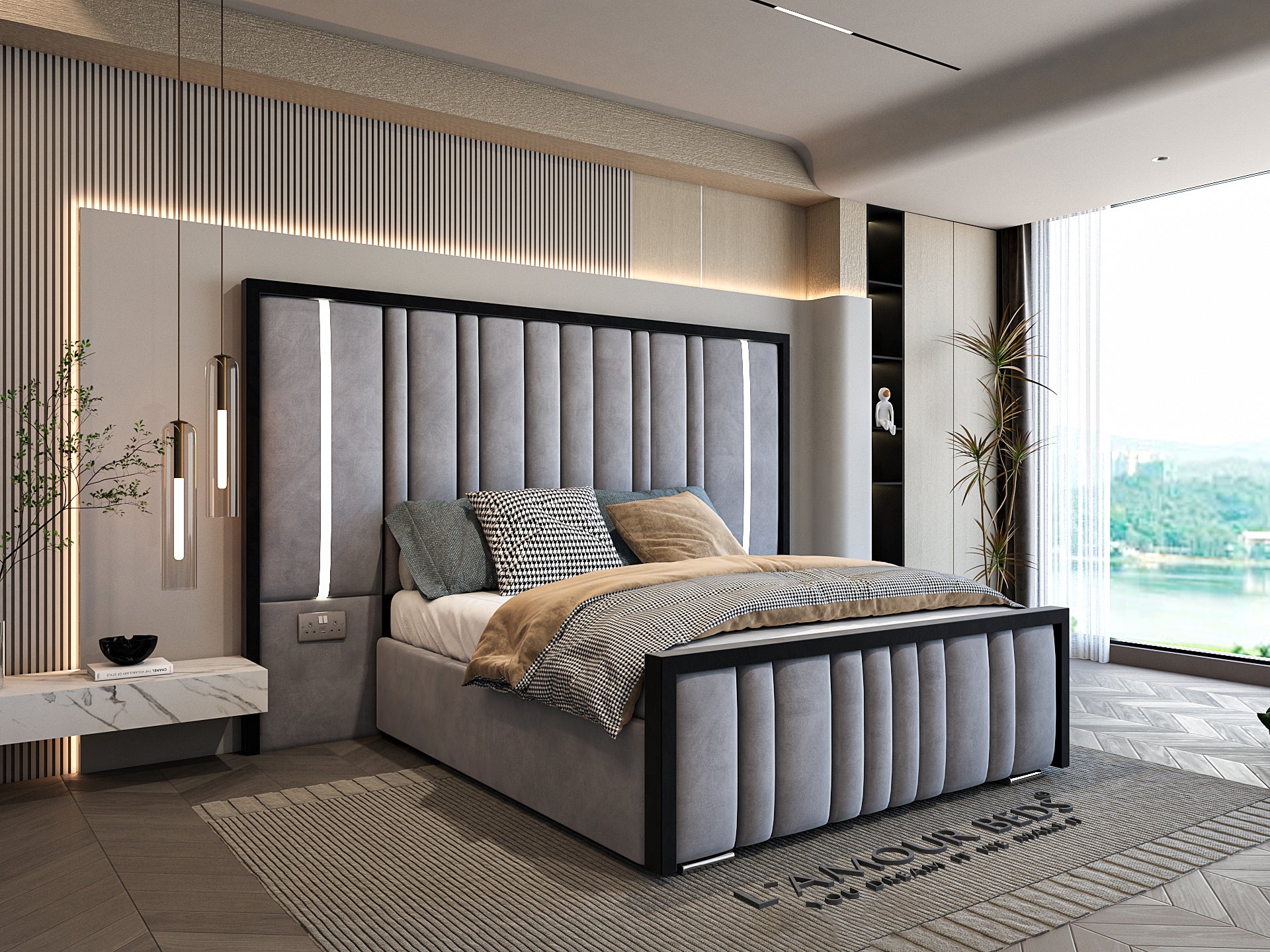 Rozitta Luxury Oversized LED Bed Frame