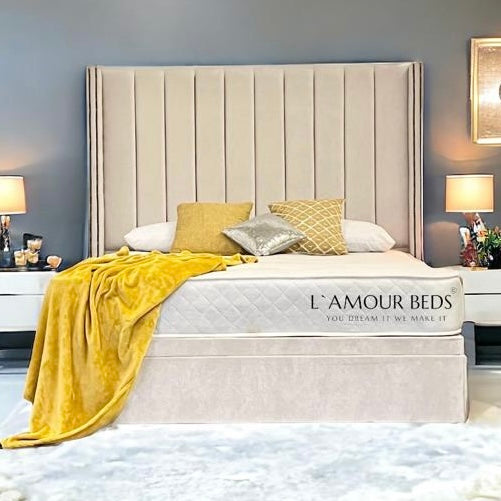 Reem wingback Velvet divan Ottoman Bed Gaslift - L`AMOUR Beds - L'amour Beds