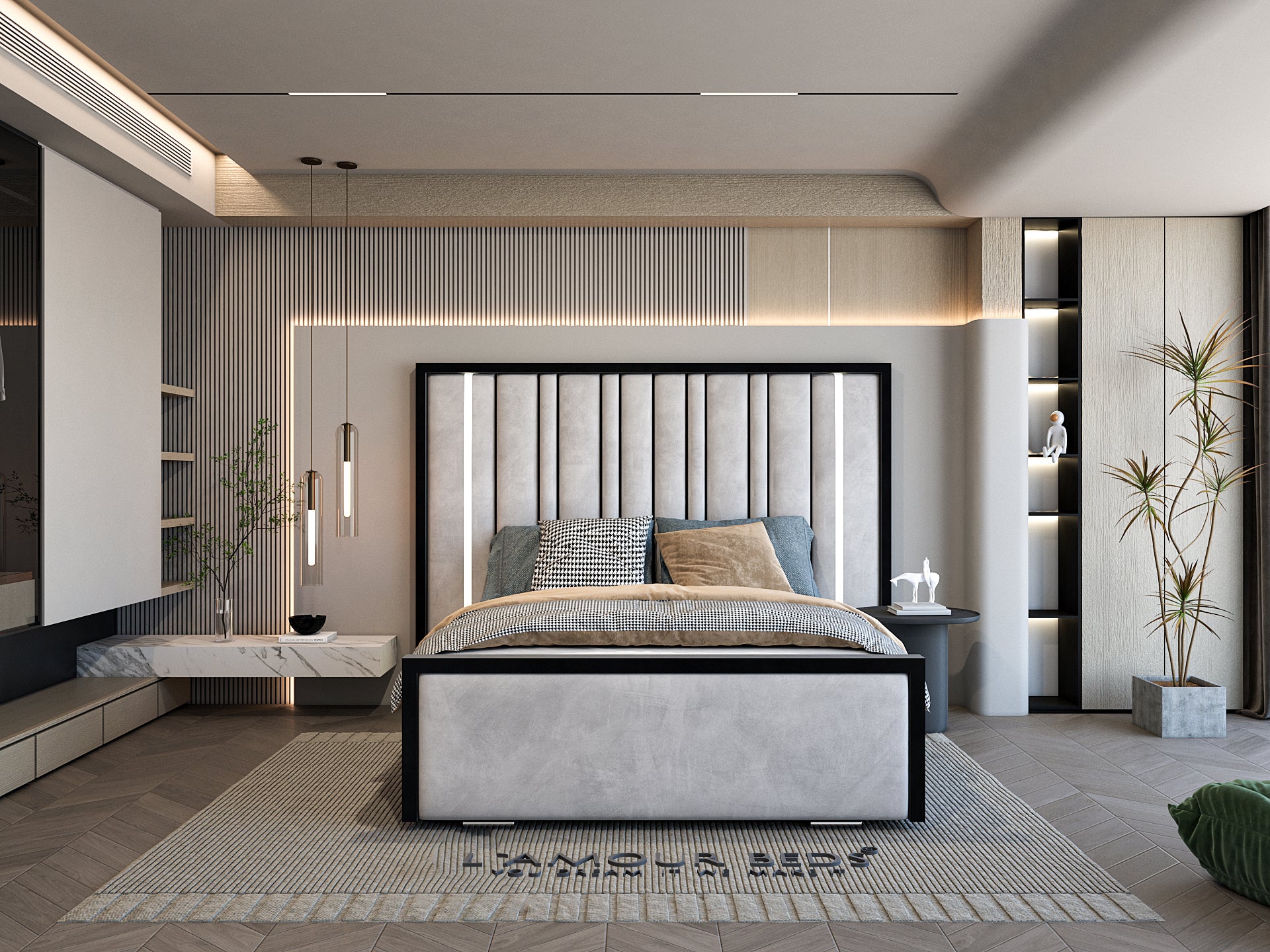 Amira Luxury Oversized LED Bed Frame