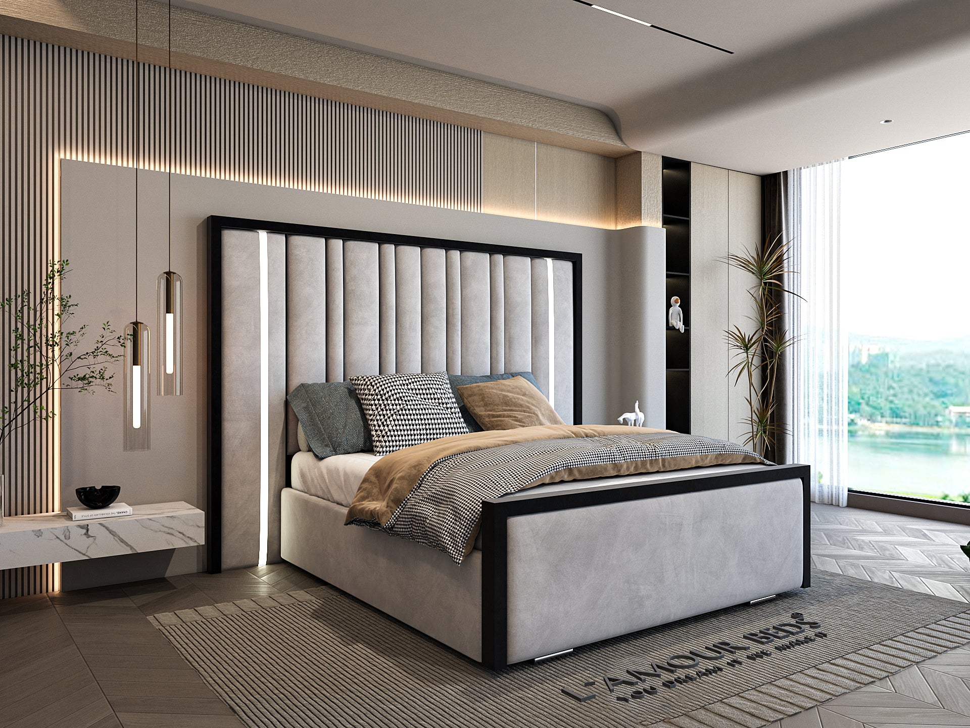Amira Luxury Oversized LED Bed Frame