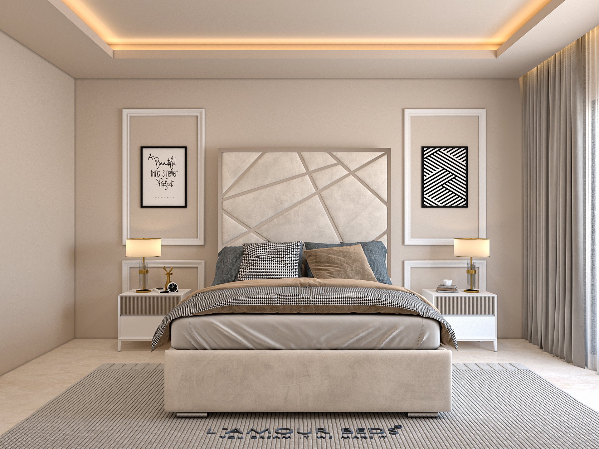 Ethiopia Luxury Bed Frame With Gold/Silver Trim