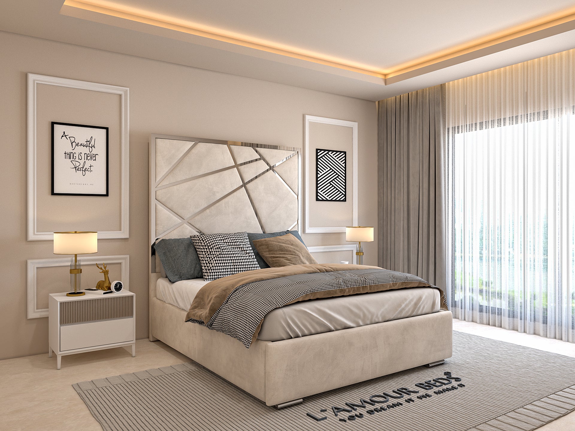 Ethiopia Luxury Bed Frame With Gold/Silver Trim