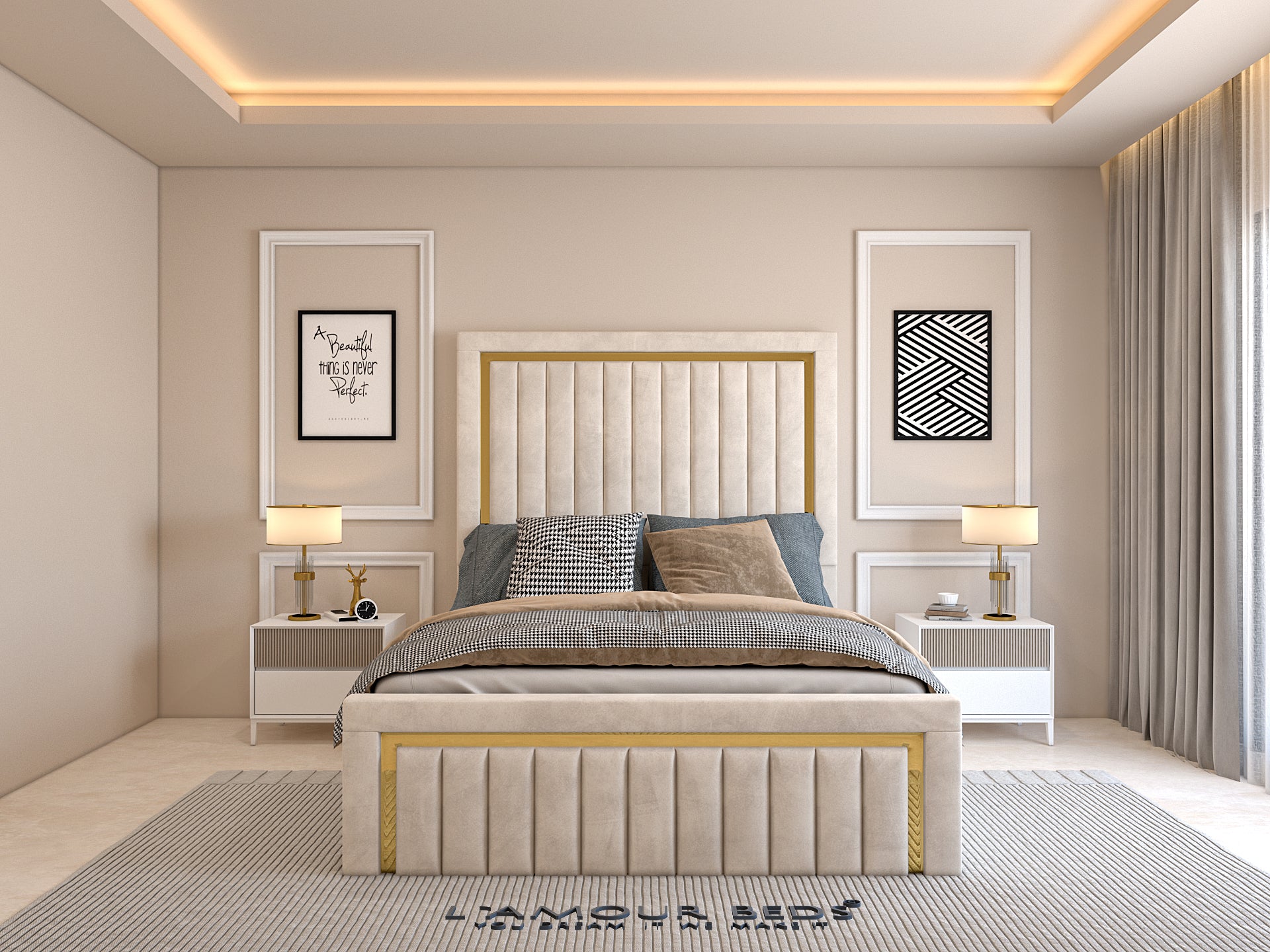 Willma Bed Frame With Gold/Silver Trim