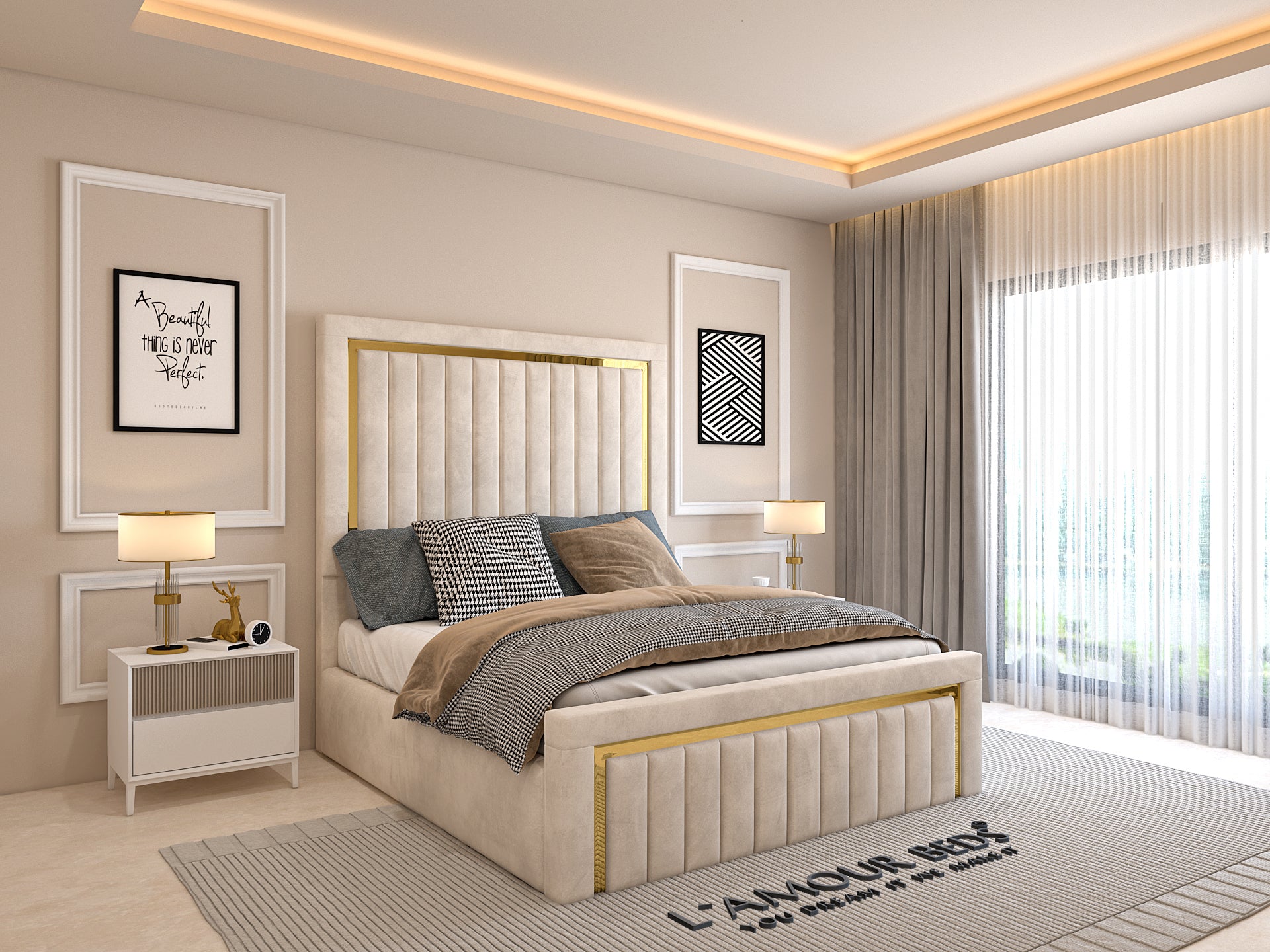 Willma Bed Frame With Gold/Silver Trim