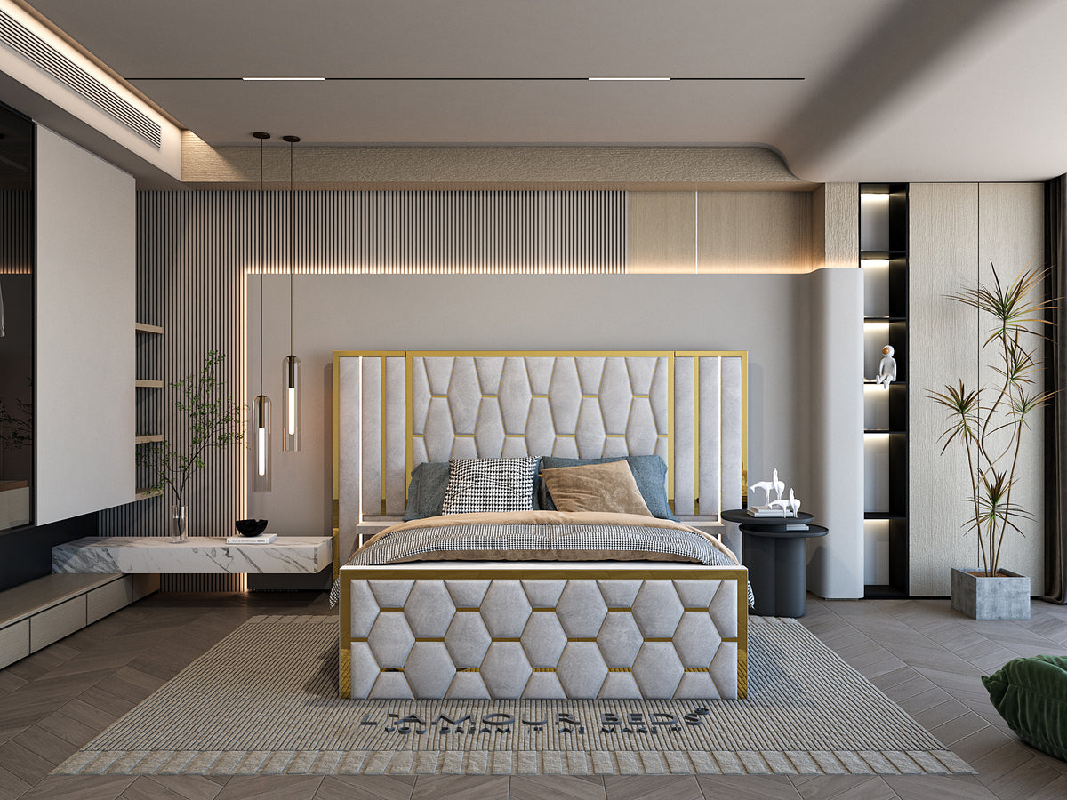 Docia Luxury Oversized Hexagon Style Bed Frame