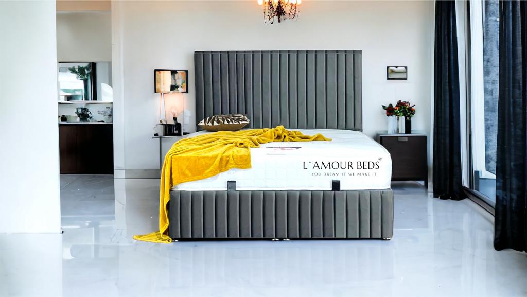 EMAAN Panel Ottoman Gas Lift Bed - L`AMOUR Beds - L'amour Beds