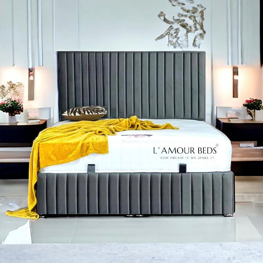 EMAAN Panel Ottoman Gas Lift Bed - L`AMOUR Beds - L'amour Beds