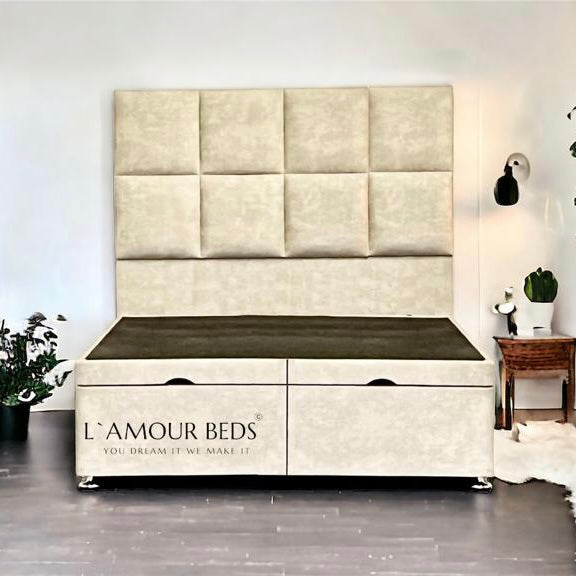 Mira cube Panel Gas Lift Ottoman Bed - L`AMOUR Beds - L'amour Beds
