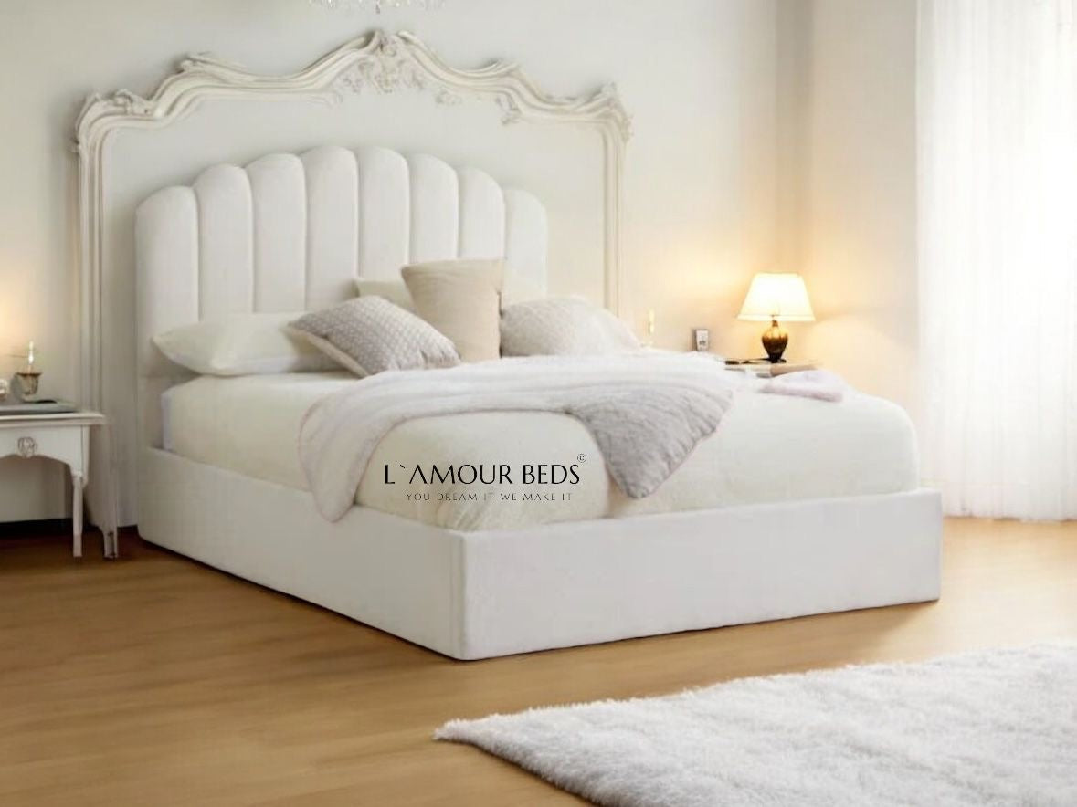 Amelio Bubble Boucle Bed Frame With Plain Sides - L'amour Beds