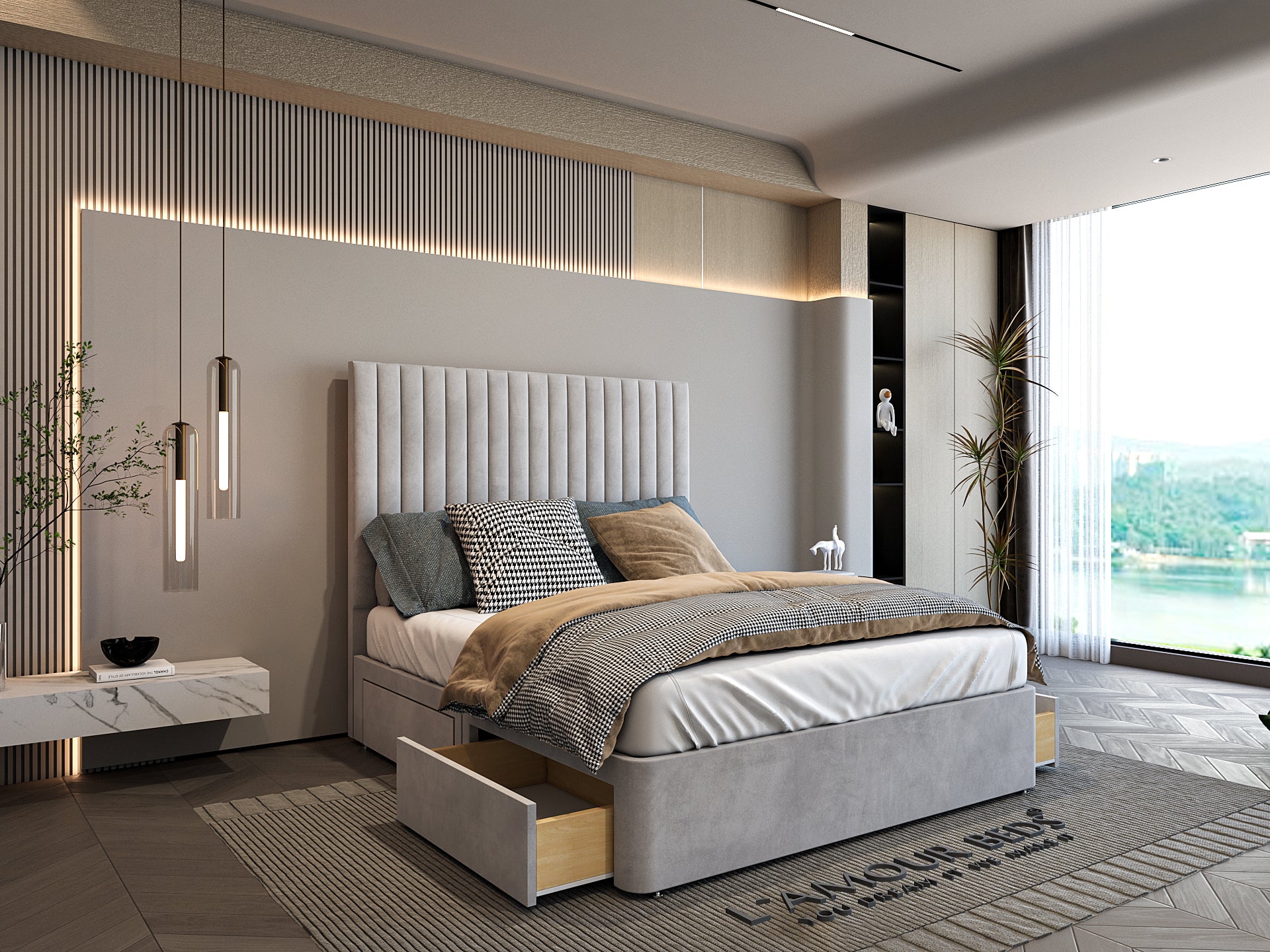 Arnasia Vertical Panel Divan Bed Frame