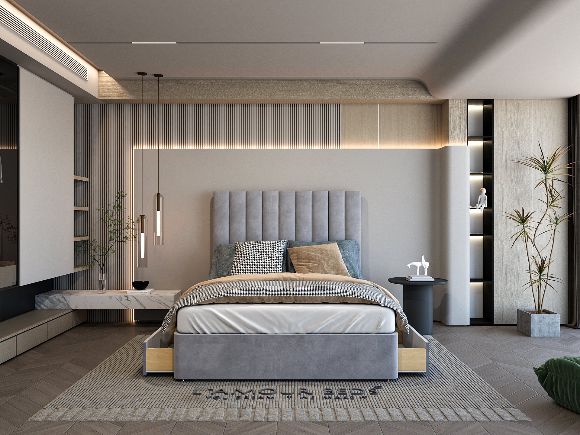 Corduroy Divan Panel Bed Frame