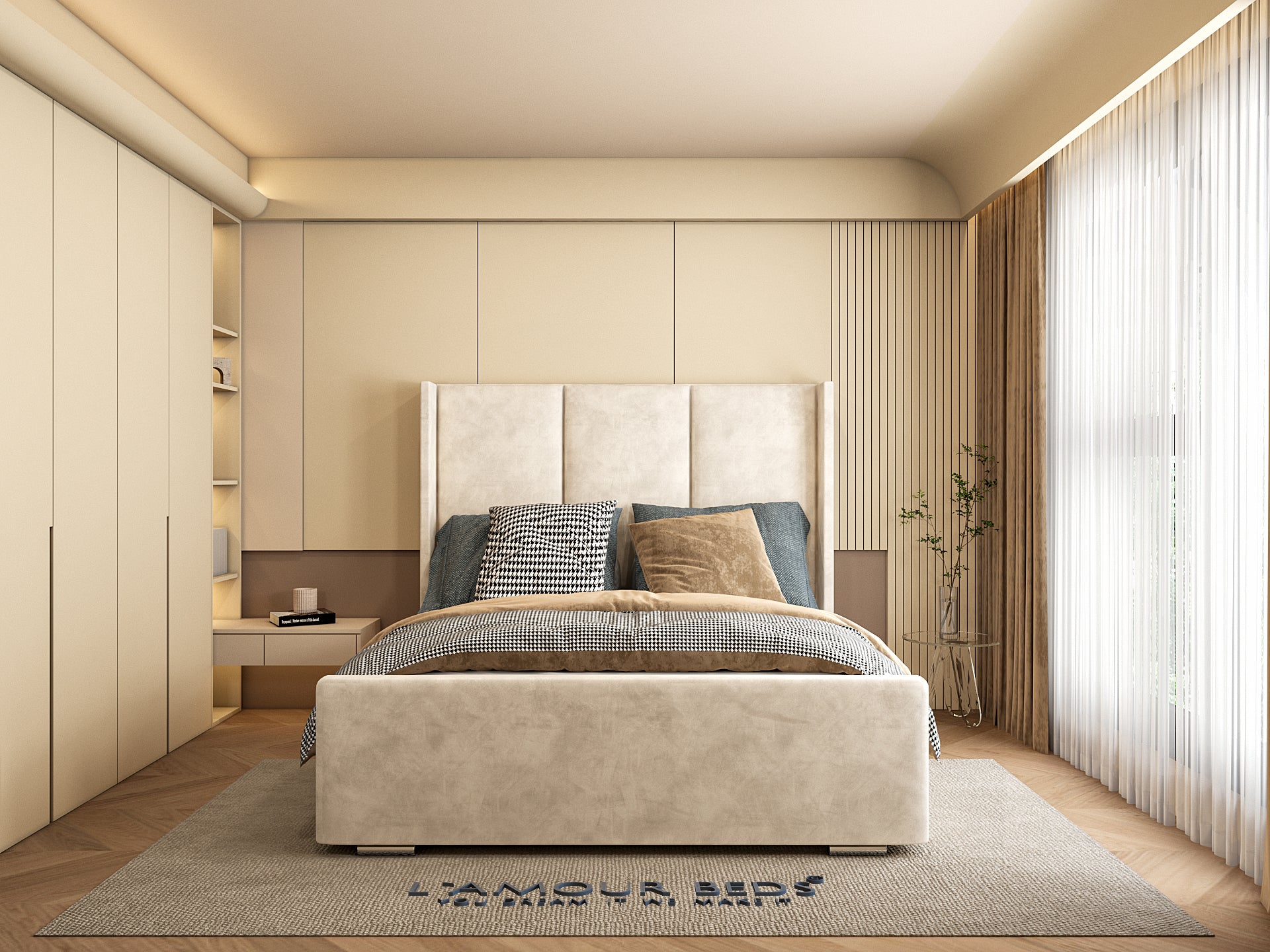 Reigen Wingback 3 Panel Bed Frame