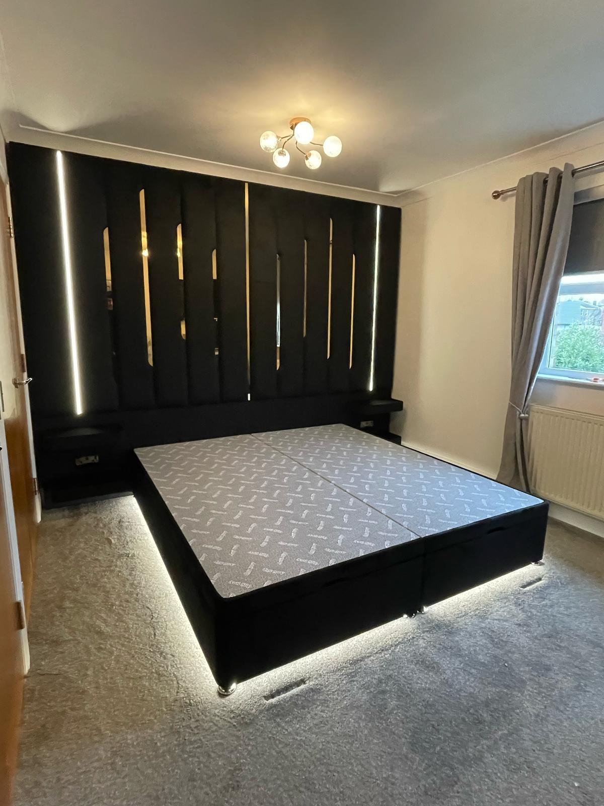 Prague Led Wall Panels Bed - Choose Your Options Fully Customisable - L'amour Beds