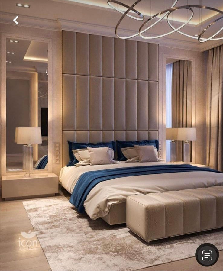 Calvin Zurich Multi Panel Tall Headboard Bed - L'amour Beds