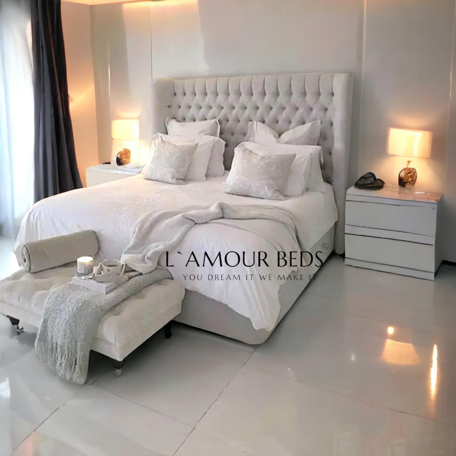 New York Silver Double Bed Frame - L`AMOUR Beds - L'amour Beds