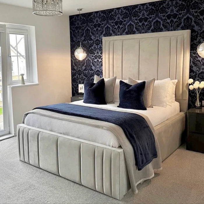 Rome Border elegant Bed Frame with 19" high side rails - L'amour Beds