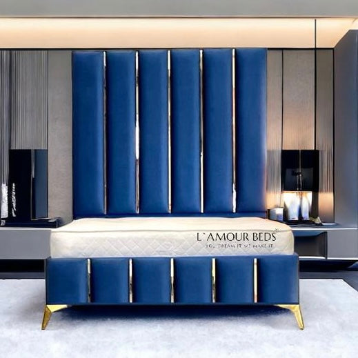 Grandmax Panel Bed With Gold Strip Detailing - L'amour Beds