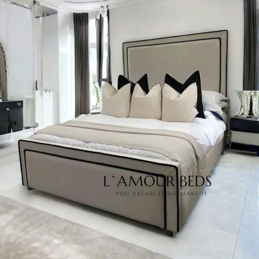 Natasha Border with Piping elegant Bed Frame - L'amour Beds